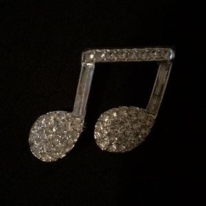 Vintage Musical Note Rhinestone Pin